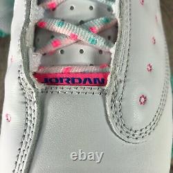 Air Jordan 13 Retro GS White Soar Aurora Green Pink 439358-100 Size 7Y
