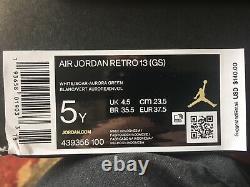 Air Jordan 13 Retro GS White Soar Aurora Green Pink Size 5Y 439358-100 In Hand