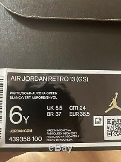 Air Jordan 13 Retro GS White Soar Aurora Green Pink Size 6Y Fast Shipping