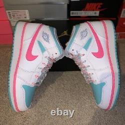Air Jordan 1 Mid Digital Pink Green Solar White 555112-102 Size 6.5Y / Womens 8