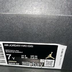 Air Jordan 1 Mid Digital Pink Green Solar White 555112-102 Size 7Y/ Womens 8.5