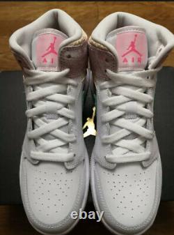 Air Jordan 1 Mid Paint Drip(GS) Pink/White/Green Size 7Y/8.5W