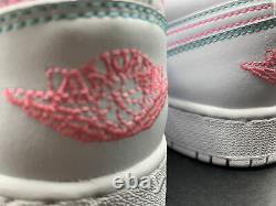 Air Jordan 1 Retro Low GS Size 7Y I W8.5 White Green Teal Pink 554723 101