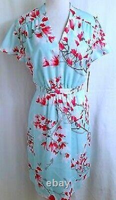 Alex Marie Mint Green White Pink Cherry Blossom Print Versatile Dress 10 $129