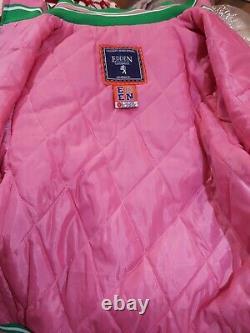 Alpha Kappa Alpha Sorority, Inc. Pink & Green Quilt Lined Windbreaker Jacket, L