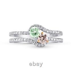 Amazing 0.90 CT Round Cut Pink & Green With White Cubic Zirconia Two Tone ring