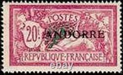 Andorra French Yvert N°23 Merson 20F Lilas Pink & Green Blue New Xx Ttb