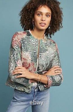 Anthropologie Jacket Special Edition green pink Jacquard Jacket 10 NWT