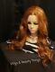 Auburn Red Ginger Wig Hd Front Lace Human Hair Blend Highlights Wavy Curly