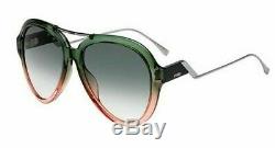 Authentic FENDI FF0322/G/S IWB/9K Green Pea Pink/Green Gradient Lens Sunglasses
