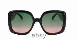 Authentic Gucci GG 0713S 002 Black/Green Pink Gradient Square Women's Sunglasses