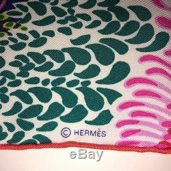 Authentic Hermes Silk Scarf 90cm Mountain Zebra Pink Green Alice Shirley NEW #07