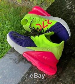 Authentic Nike Air Max 270 Flyknit New Men's Sz 9.5 Blue Pink Green A01023-501