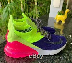 Authentic Nike Air Max 270 Flyknit New Men's Sz 9.5 Blue Pink Green A01023-501