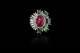 Awesome 4.30ct Pink & Green Tourmaline & Baguette Cz 925 Ss Women's Wedding Ring