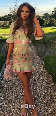 BNWT Comino Couture Green & Pink Peplum Dress uk8 Asos Celeb Wedding Prom Party