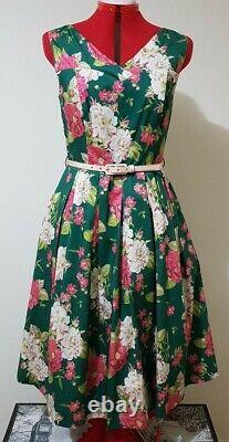 BNWT Review Harmony Floral Dress in Foliage Green & Pinks Fit & Flare Midi 12