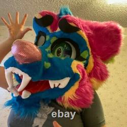 Badger, Bear Furry Fursuit Head pink yellow green blue mascothead soft sparkle