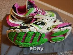 Balenciaga Men's Track 2 Runners Green/White/Pink, Size 11 (44 EUR)