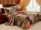 Beautiful Antique Vintage Red Rose Rust Soft Blue Pink Green Quilt Set King Size