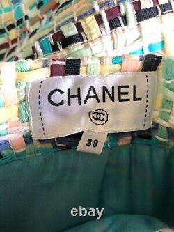 Beautiful Chanel Cuba Tweed Fr38 Skirt In Pink, Cyan, Yellow, Green, Lilac, Etc