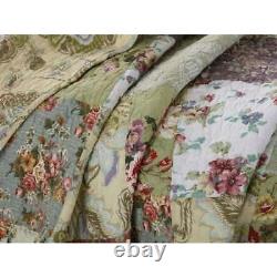 Beautiful Chic Cottage Pink Rose Red Purple Green Blue Shabby Floral Quilt Set