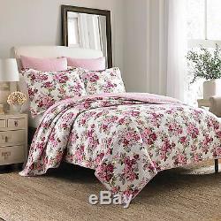 Beautiful Cottage Chic Rose White Purple Red Purple Green Lilac Pink Quilt Set