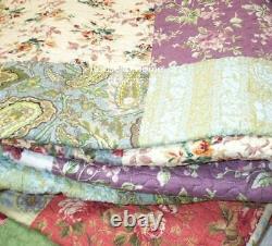 Beautiful Cozy Cottage Chic Country Pink Rose Green Blue Shabby Floral Quilt Set