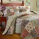 Beautiful Xxl Cottage Country Green Pink Rose Patchwork Bedspread Quilt Set King