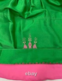 Betsey Johnson Pink Green Beaded w Applique Strapless Dress Size 8 NWOT