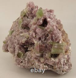 Bi color Green & pink tourmaline Crystal combine pink muscovite Healing 476gm