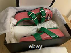 Bn Gucci Infant Pink & Green Twin Strap Bee Ballet Shoes Size 7.5 Uk