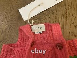 Bn Gucci Pink & Green Knitted Wool Heart Romper Dungarees Size 9-12 Months