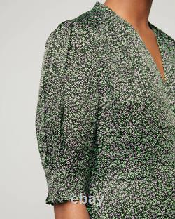 Bnwt Jigsaw Khaki Green & Pink Dotted Flower MIDI Tea Dress Size 16 Rrp £150