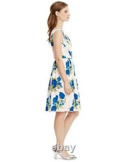 Boden Sumer Party Floral Skater Dress Sz 12L-14 Green & Blue New Rrp £129