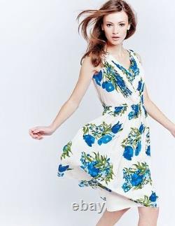 Boden Sumer Party Floral Skater Dress Sz 12L-14 Green & Blue New Rrp £129