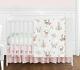 Boho Watercolor Woodland Deer Floral Blush Pink Mint 4p Baby Crib Bedding Set