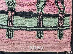 Boujad Handmade Moroccan Vintage Rug 6'5x10 Abstract Pink Green Berber Wool Rug