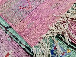 Boujad Handmade Moroccan Vintage Rug 6'5x10 Abstract Pink Green Berber Wool Rug