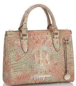 Brahmin Anywhere Convertible Sandstone Marble Pink Mint Green Croc Leather