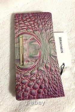 Brahmin Melbourne ADY Slim Bifold Wallet Clutch JULEP Pink Purple Green NWT Rare