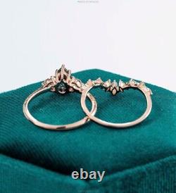 Bridal Art Deco Ring 14k Gold Alexandrite Moissanite Jewelry