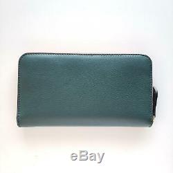 Burberry Elmore Leather Two-Tone Zip-Around Wallet Green/Pink $560