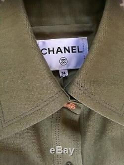 CHANEL 17C NEW Cuba Green Pink Fringed Jacket Wooded CC buttons FR34-36 $7.9 K