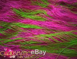 CHARISMATICO Flashy Neon Pink and Bright green asymmetrical Salsa Fringe Dress