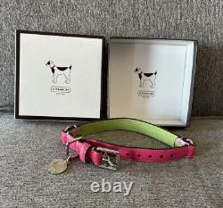 COACH Lime Green/Pink Leather Dog Collar (Small, 11 13) NIB