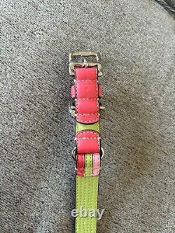 COACH Lime Green/Pink Leather Dog Collar (Small, 11 13) NIB