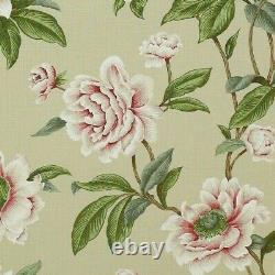 COLEFAX AND FOWLER CURTAIN FABRIC DESIGN Giselle 7.6 METRE PINK/GREEN 100% LINEN
