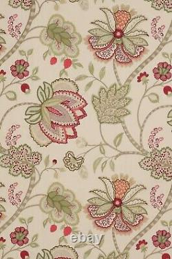 COLEFAX & FOWLER 5m Baptista Embroidered Curtain Fabric In Pink/Green RRP £175pm