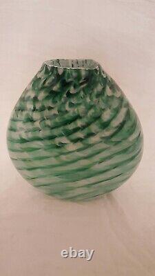 Callahan McVay Flat Vase-Blue/Green/Pink Handmade glass signed with Certs